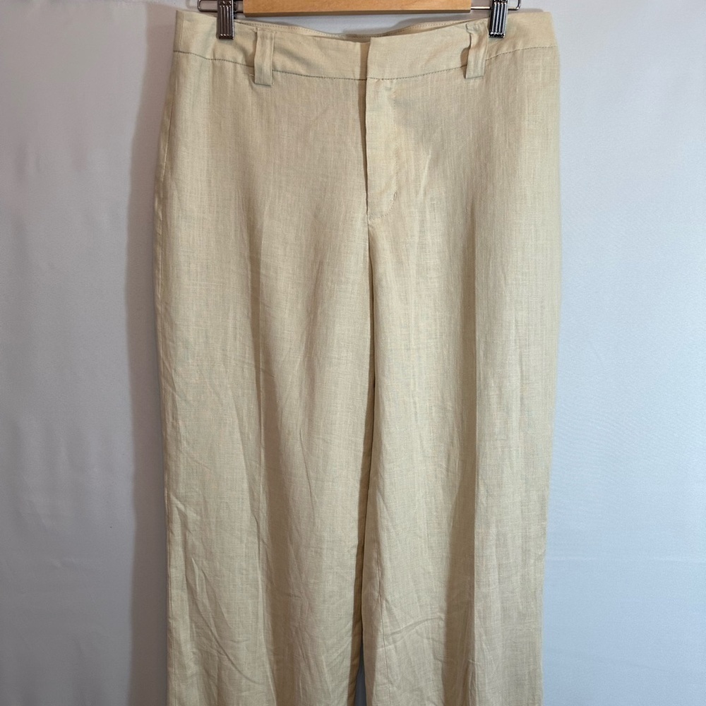Merona Womens 100% Linen Pants Wide Leg Lined Size 8 Career Business Casual Tan - Picture 6 of 13